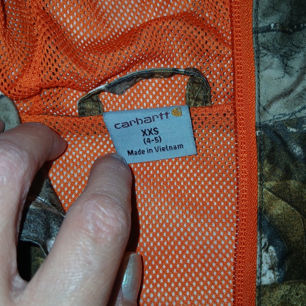 ON TREND NWOT Carhartt Kids REALTREE Camo Raincoat with Orange Accents - Picture 2 of 2